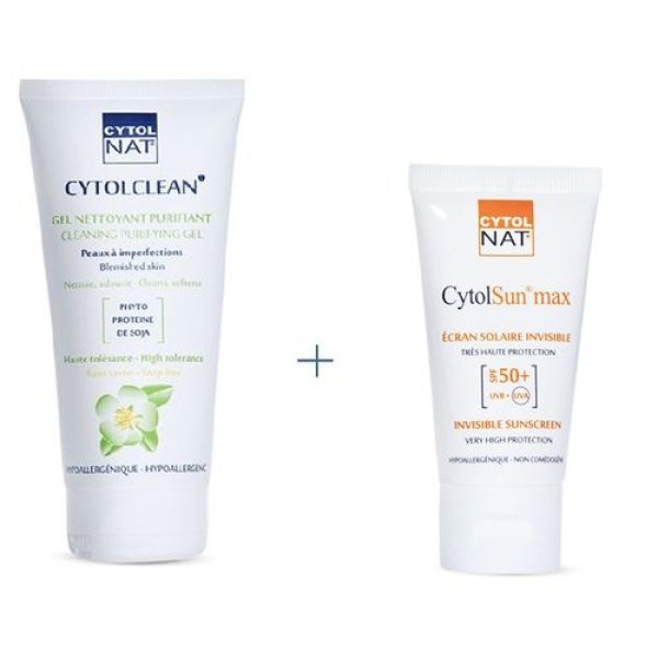 COFFRET CYTOLSUN ECRAN INVISIBLE 50ML+CYTOLCLEAN GEL NETTOYANT 175ML                                                                                      