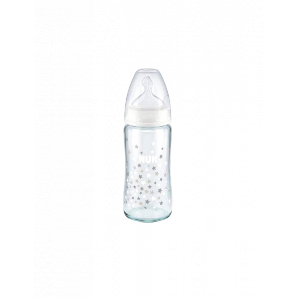 NUK FIRST CHOICE+ Biberon Temperature Control 0-6m en Verre Blanc 240ml                                                            