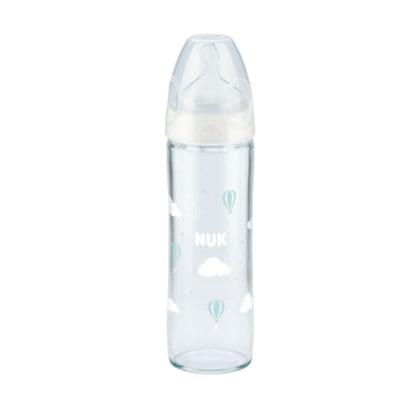 NUK Biberon Classique First Choice En Verre 0-6 Mois Blanc 240ml                                                            